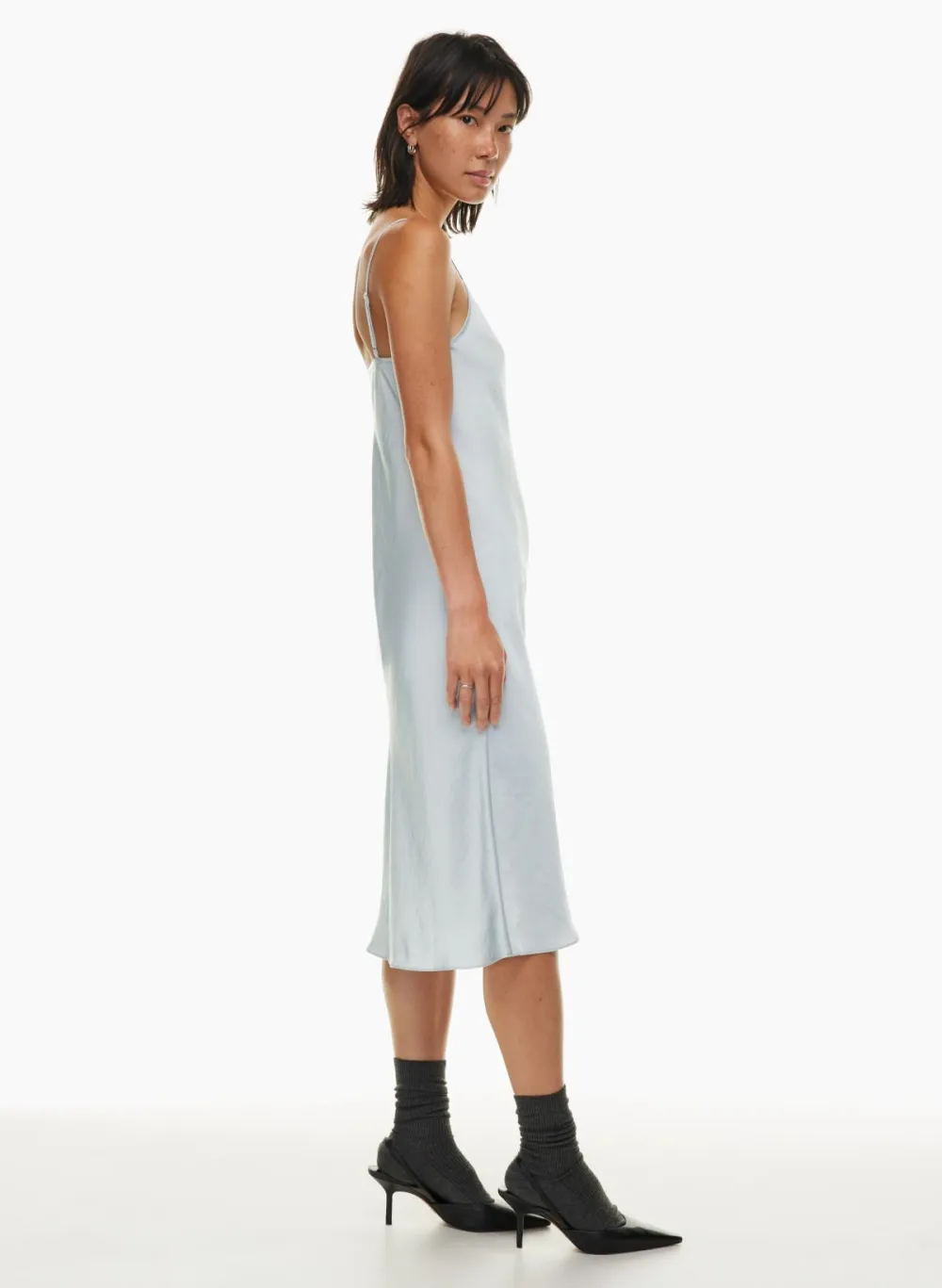 only slip satin midi dress