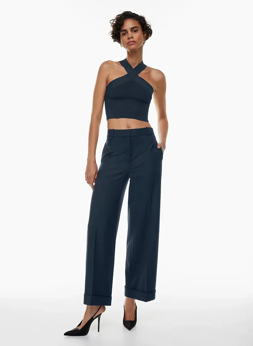 sculpt knit criss cross cropped tank