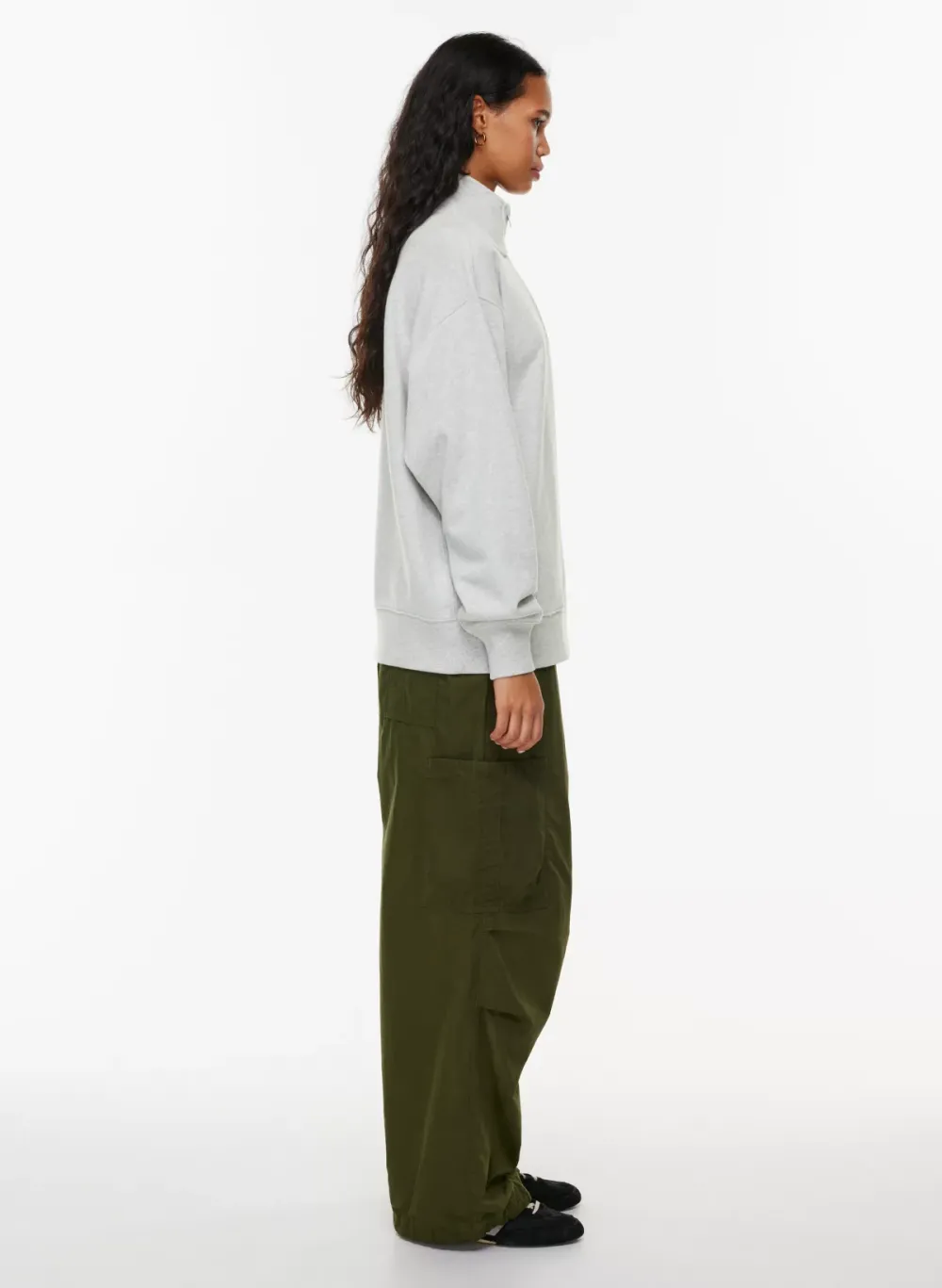 terry fleece boyfriend 1/4 zip sweatshirt