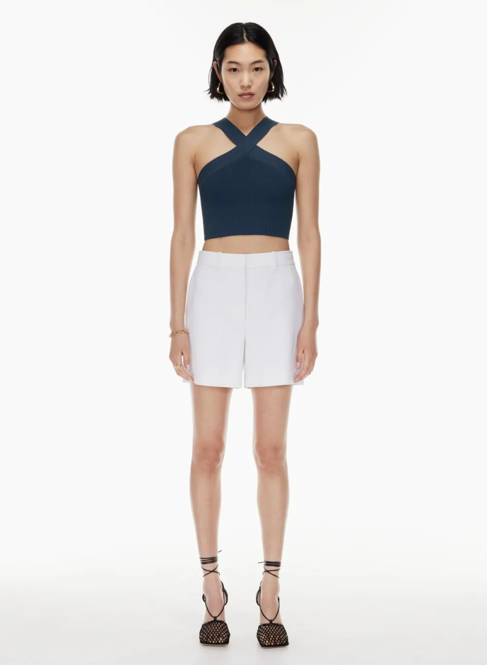 sculpt knit criss cross cropped tank