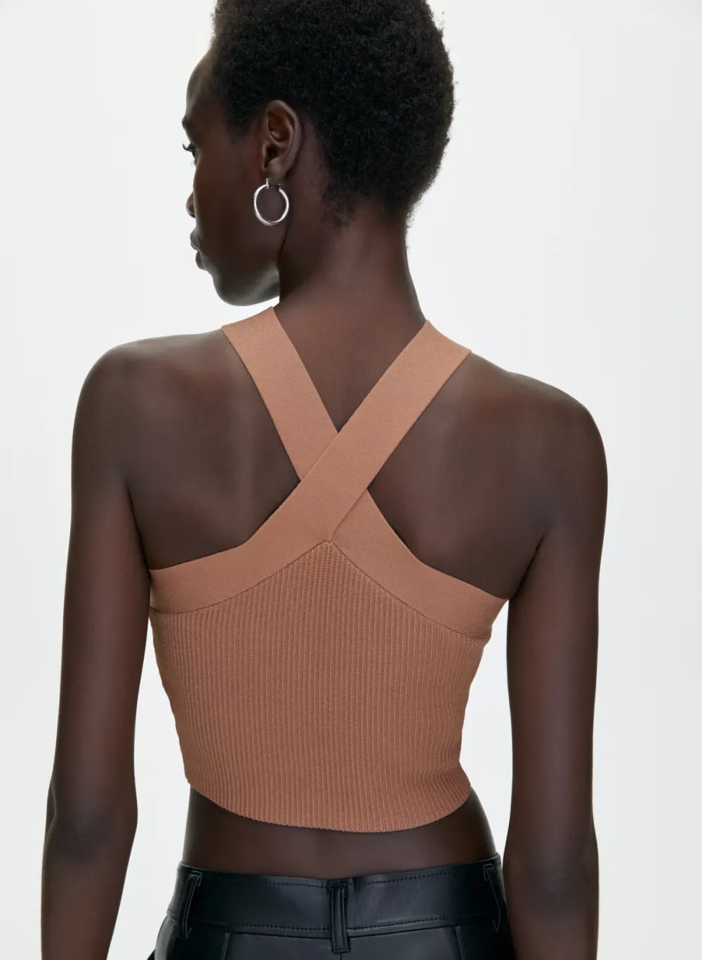 sculpt knit criss cross cropped tank