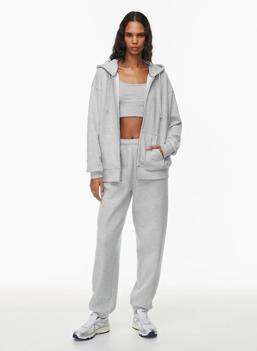 terry fleece boyfriend zip hoodie