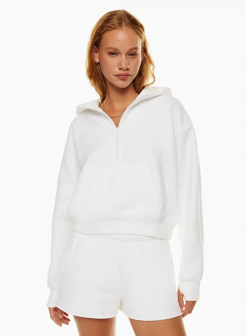 cozy fleece boyfriend boxy 1⁄2 zip hoodie