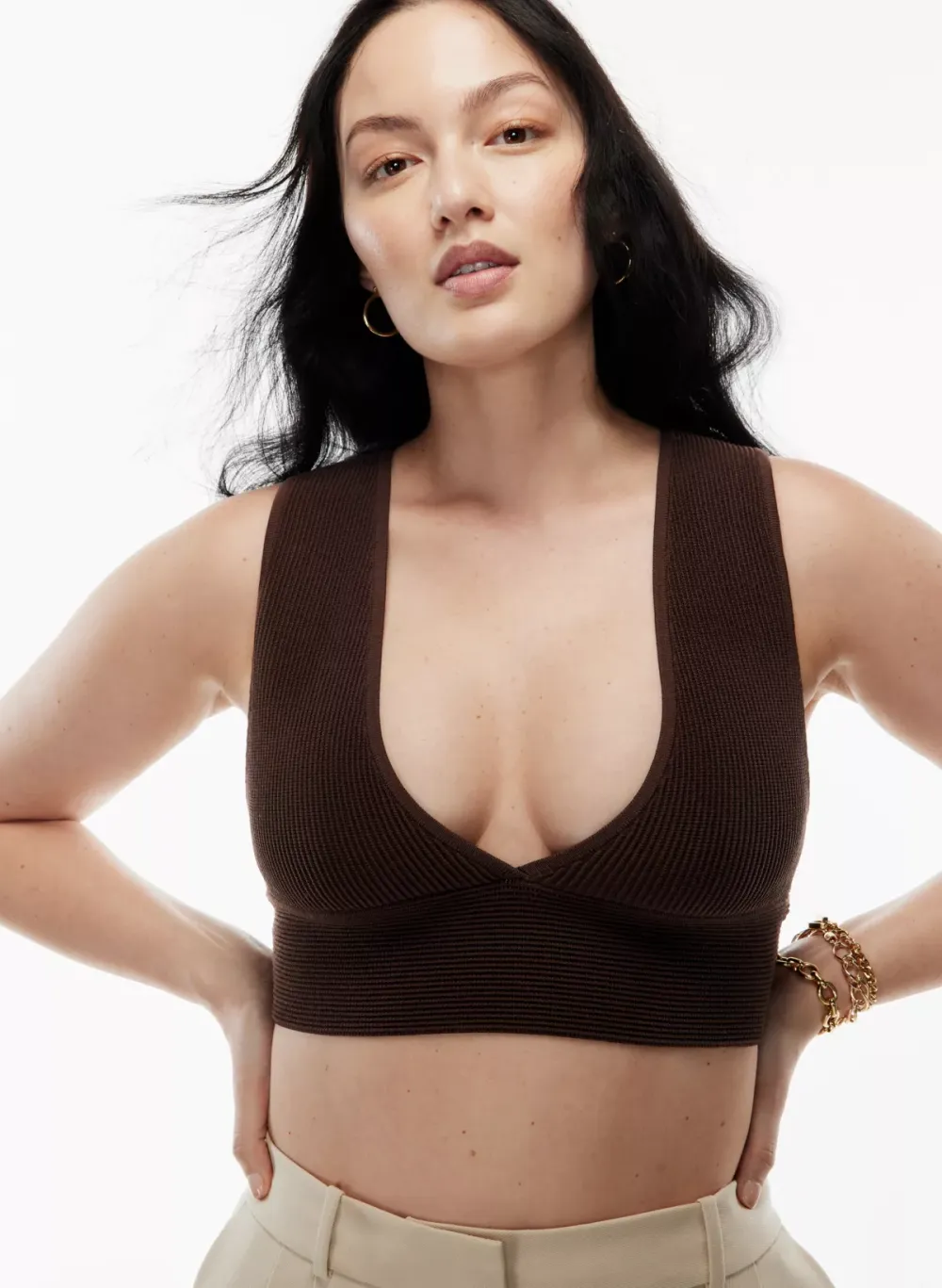 sculpt knit deep v tank