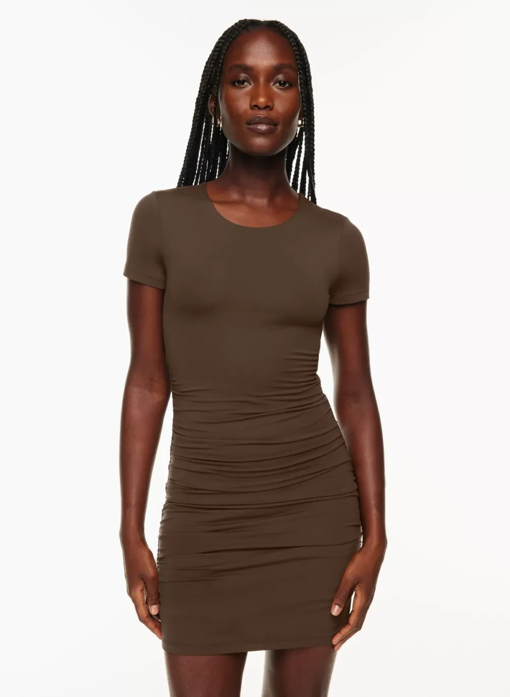 contour ruched mini dress