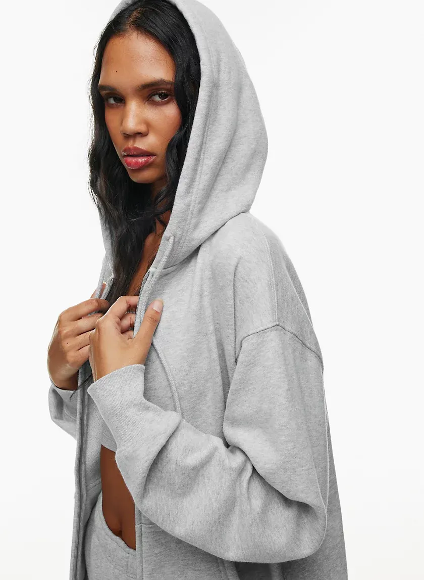terry fleece boyfriend zip hoodie