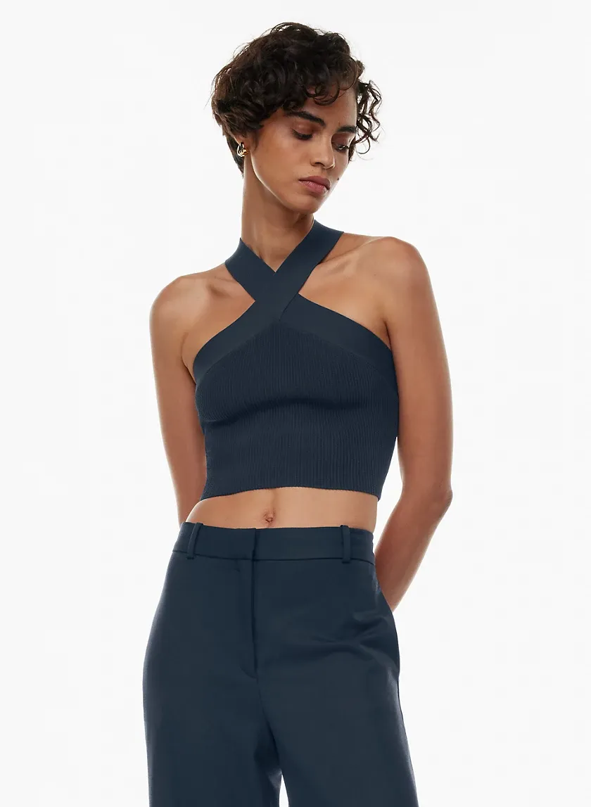 sculpt knit criss cross cropped tank