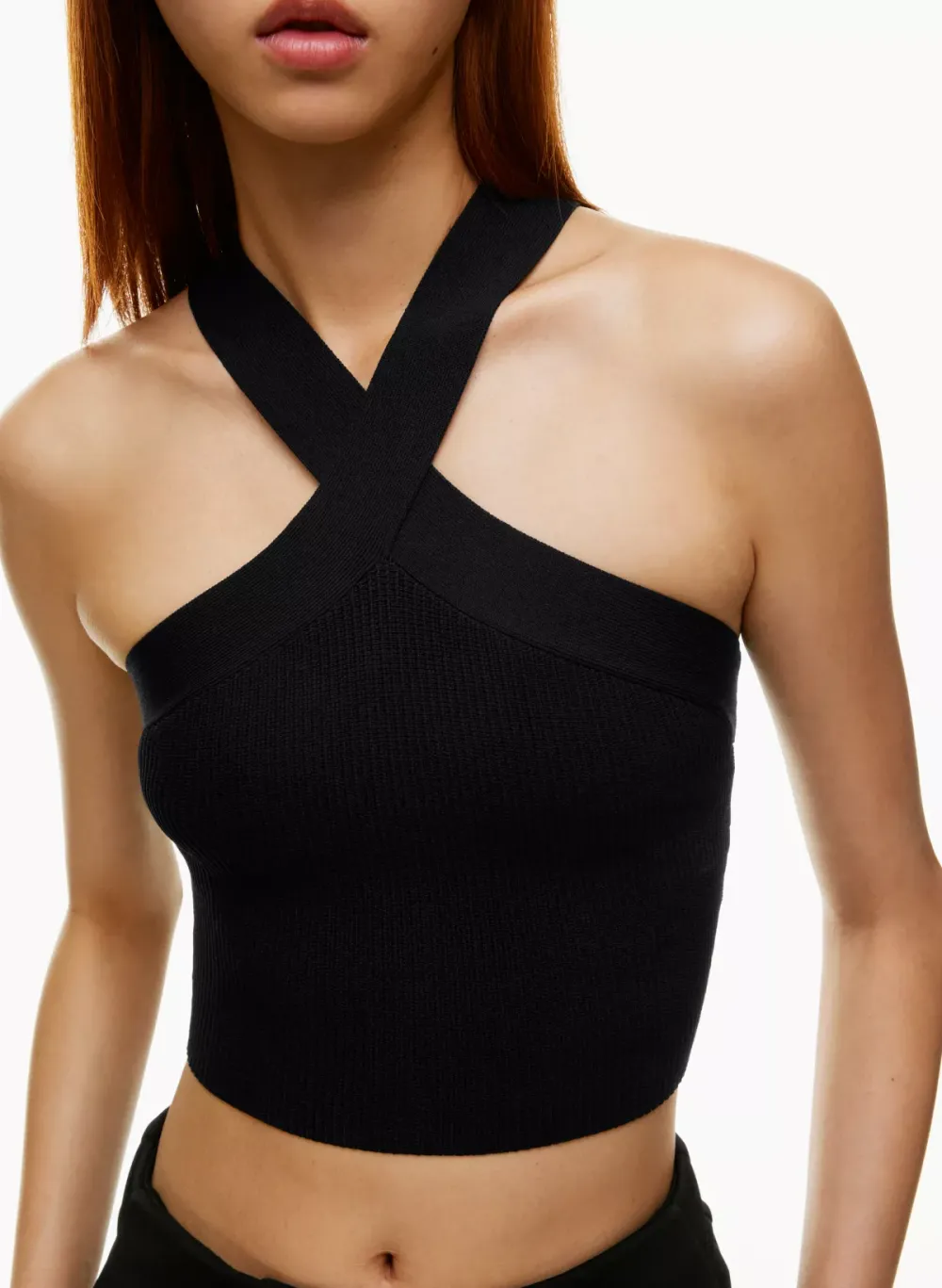 sculpt knit criss cross cropped tank