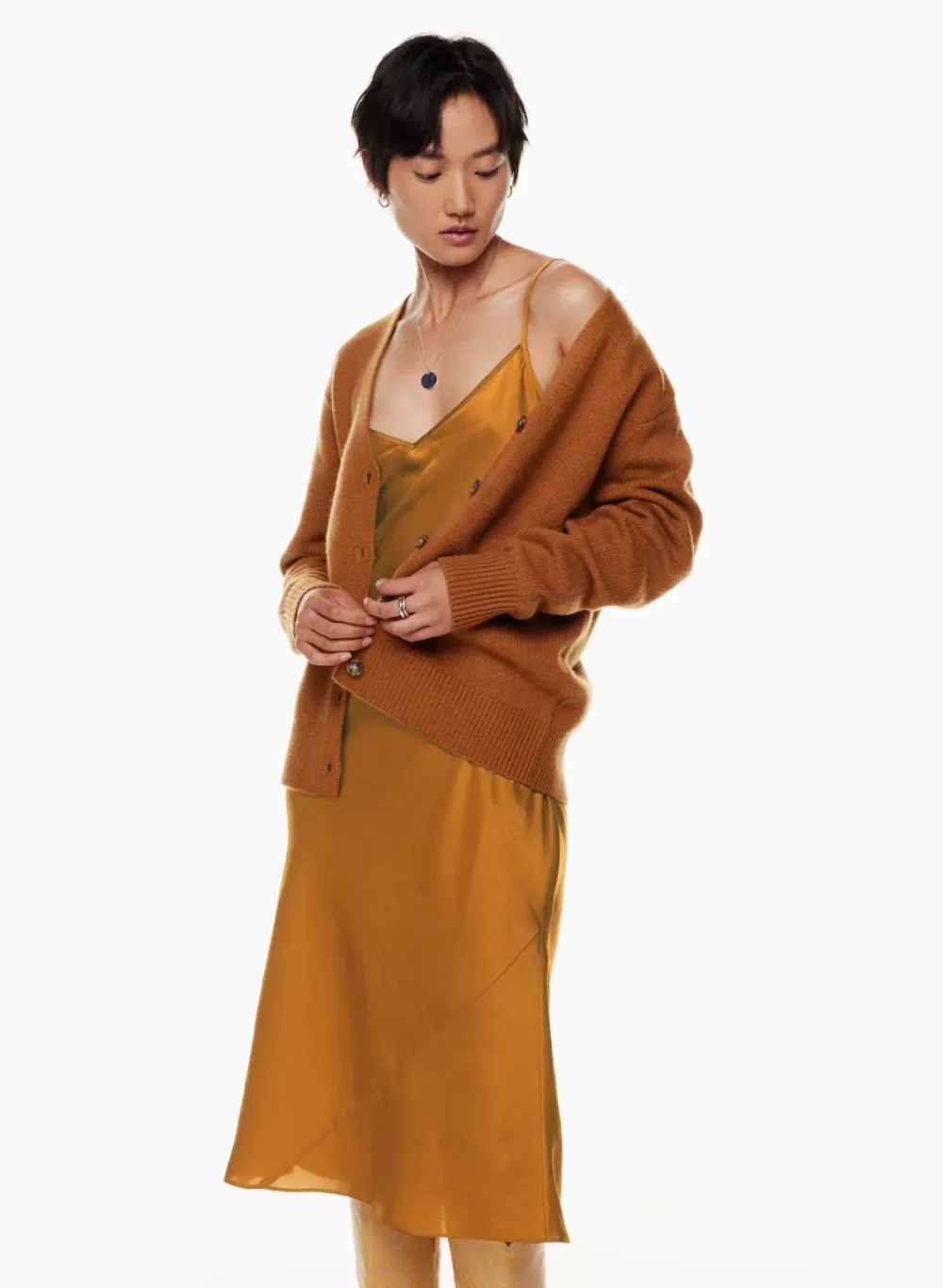 only slip satin midi dress