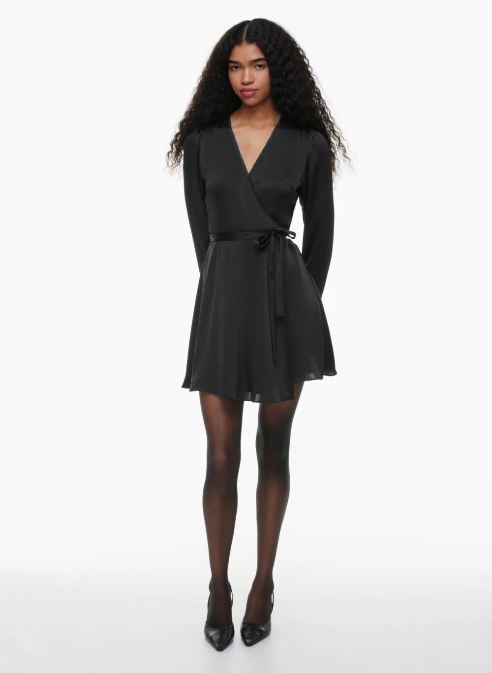 mademoiselle satin longsleeve dress