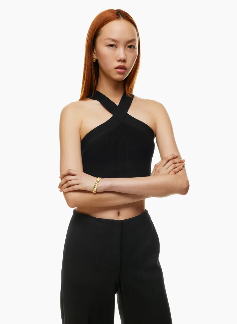 sculpt knit criss cross cropped tank