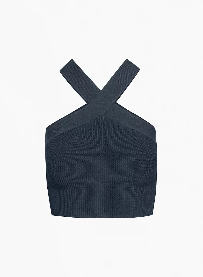 sculpt knit criss cross cropped tank