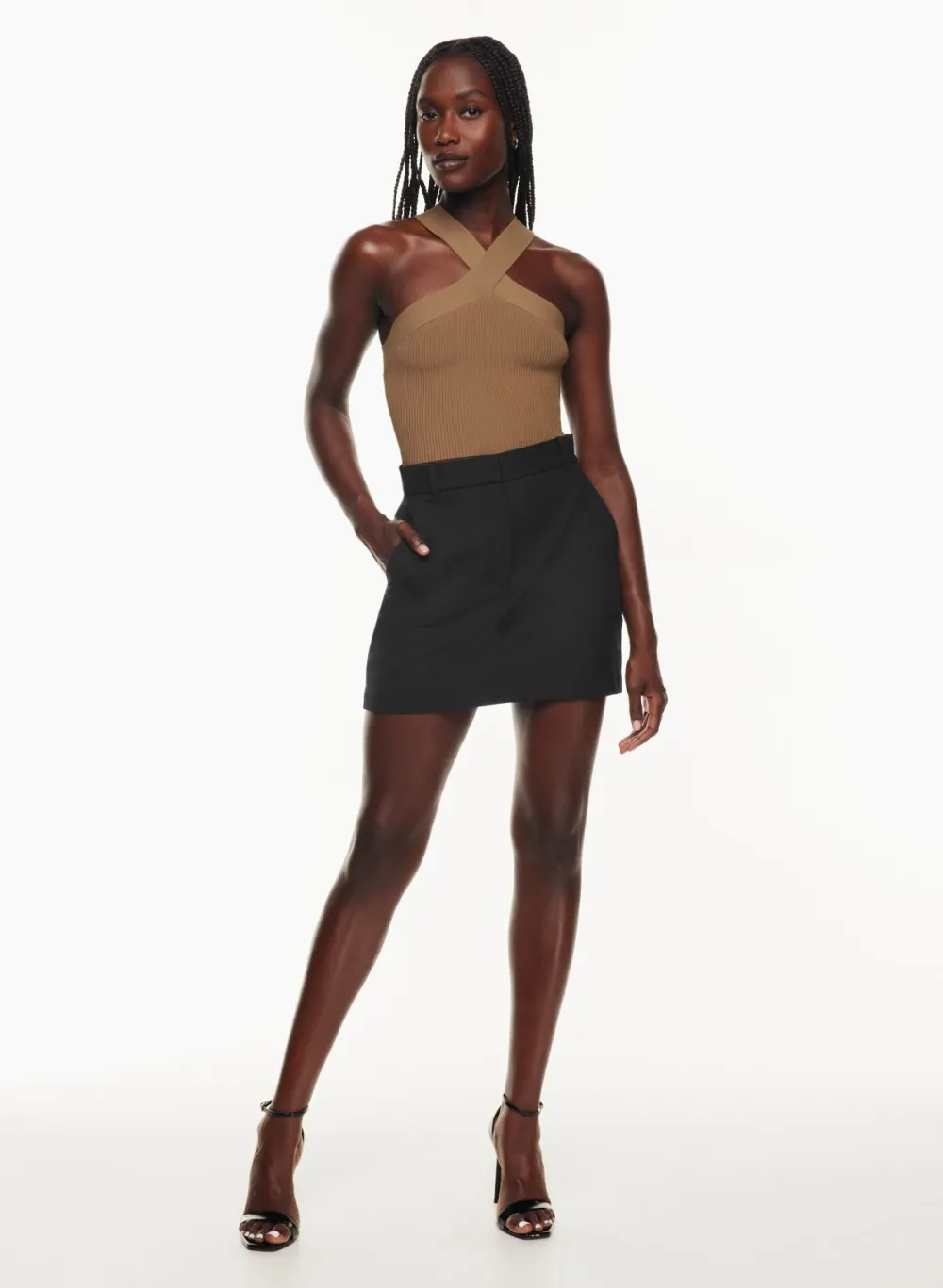 sculpt knit criss cross cropped tank