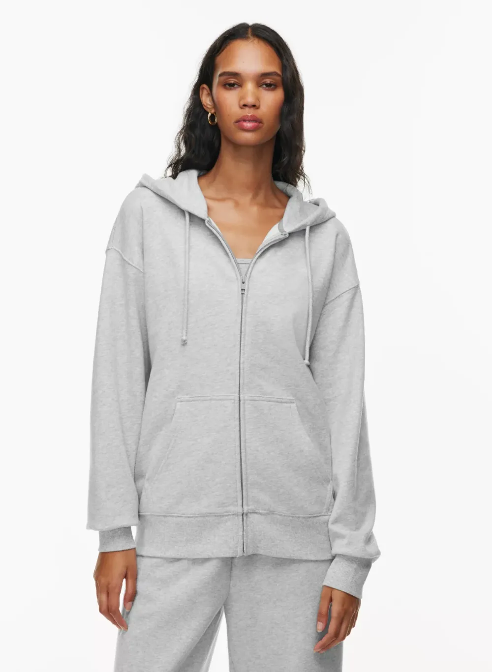 terry fleece boyfriend zip hoodie