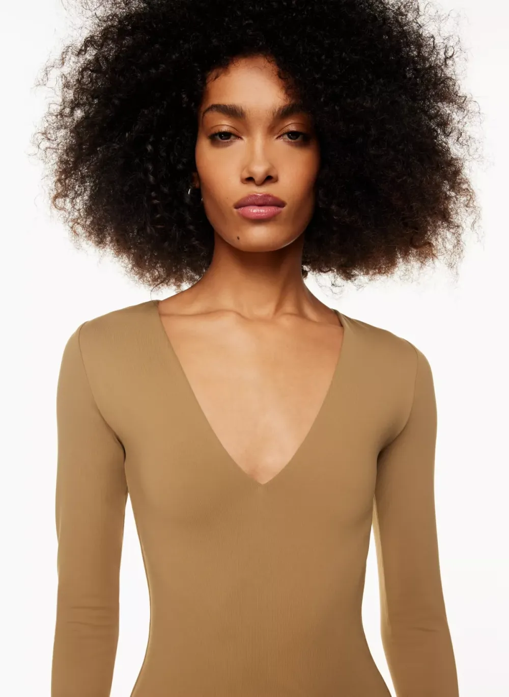 contour v-neck longsleeve dress