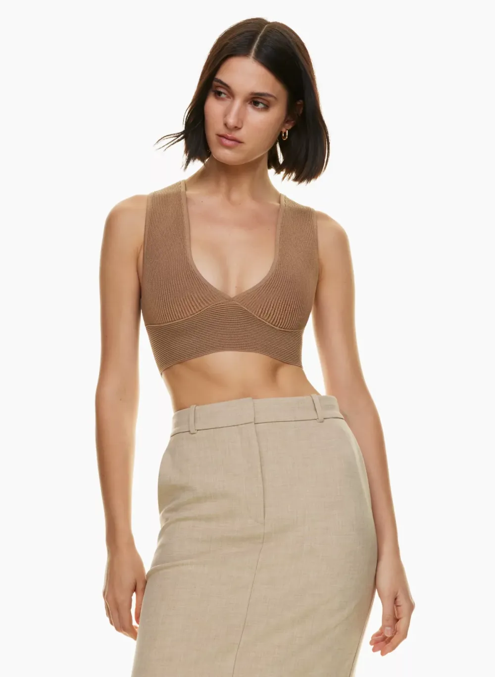 sculpt knit deep v tank