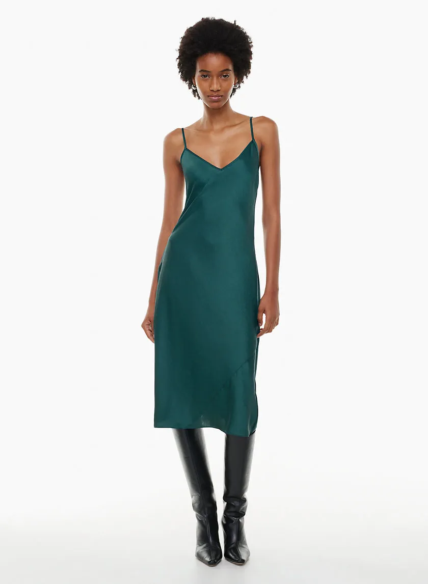 only slip satin midi dress