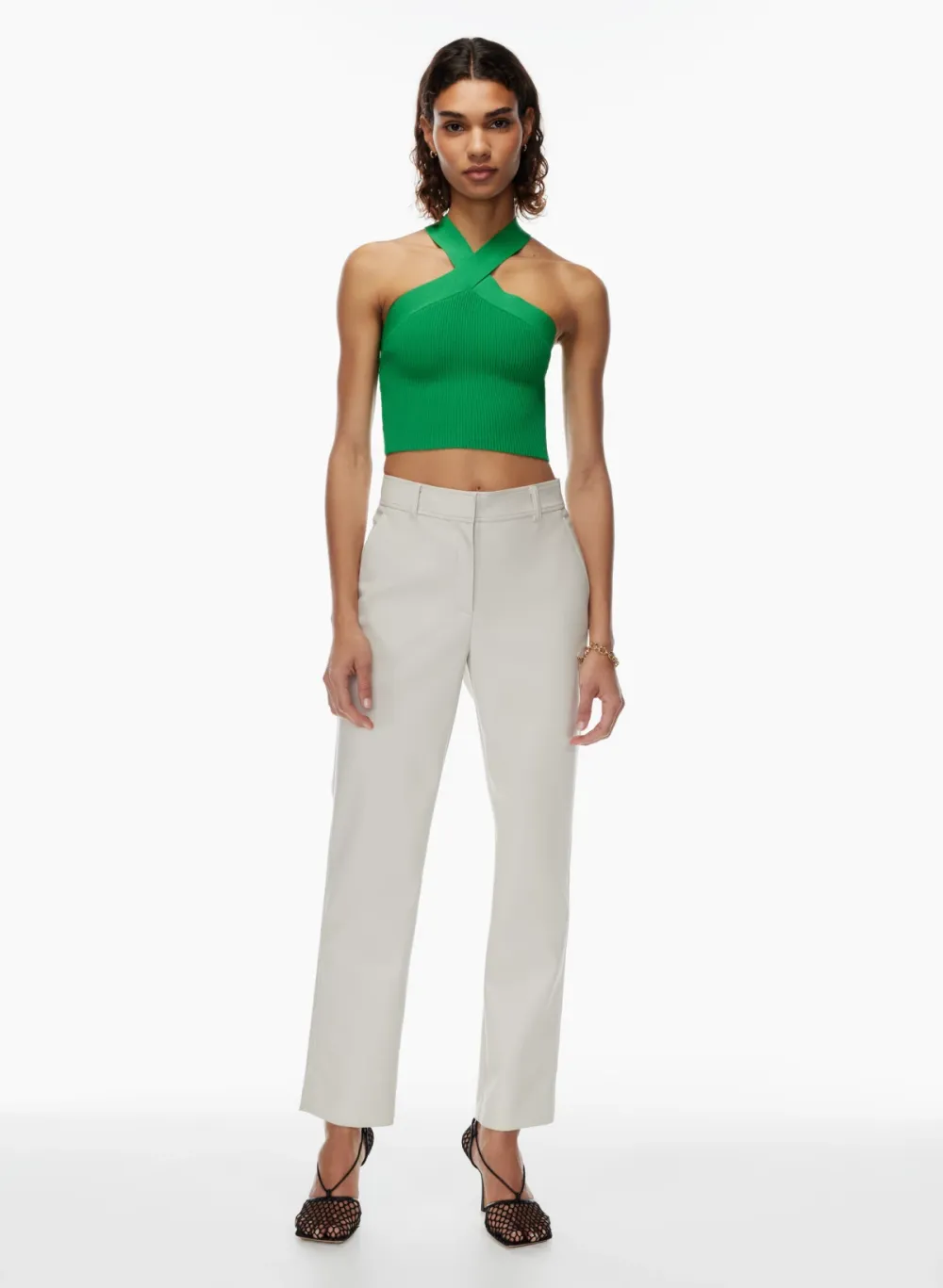 sculpt knit criss cross cropped tank