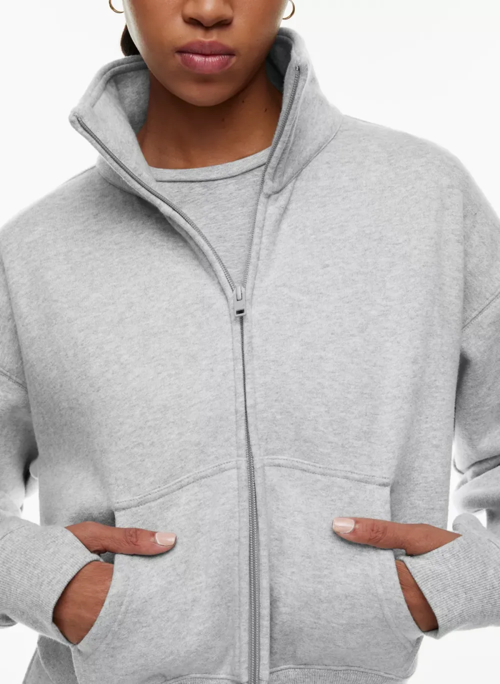 cozy fleece boyfriend boxy zip-up sweatshirt