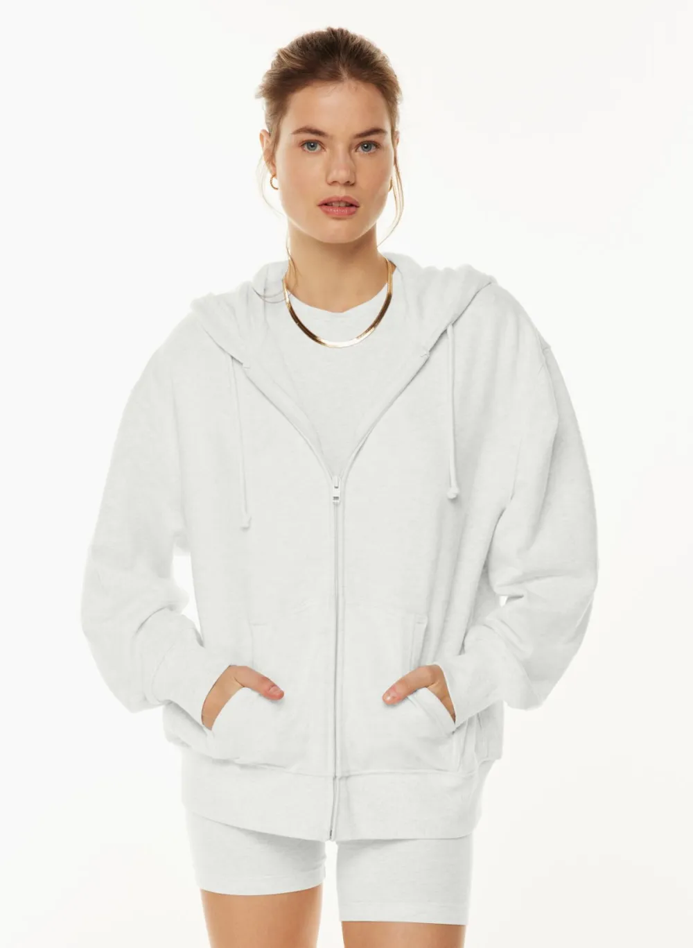 terry fleece boyfriend zip hoodie