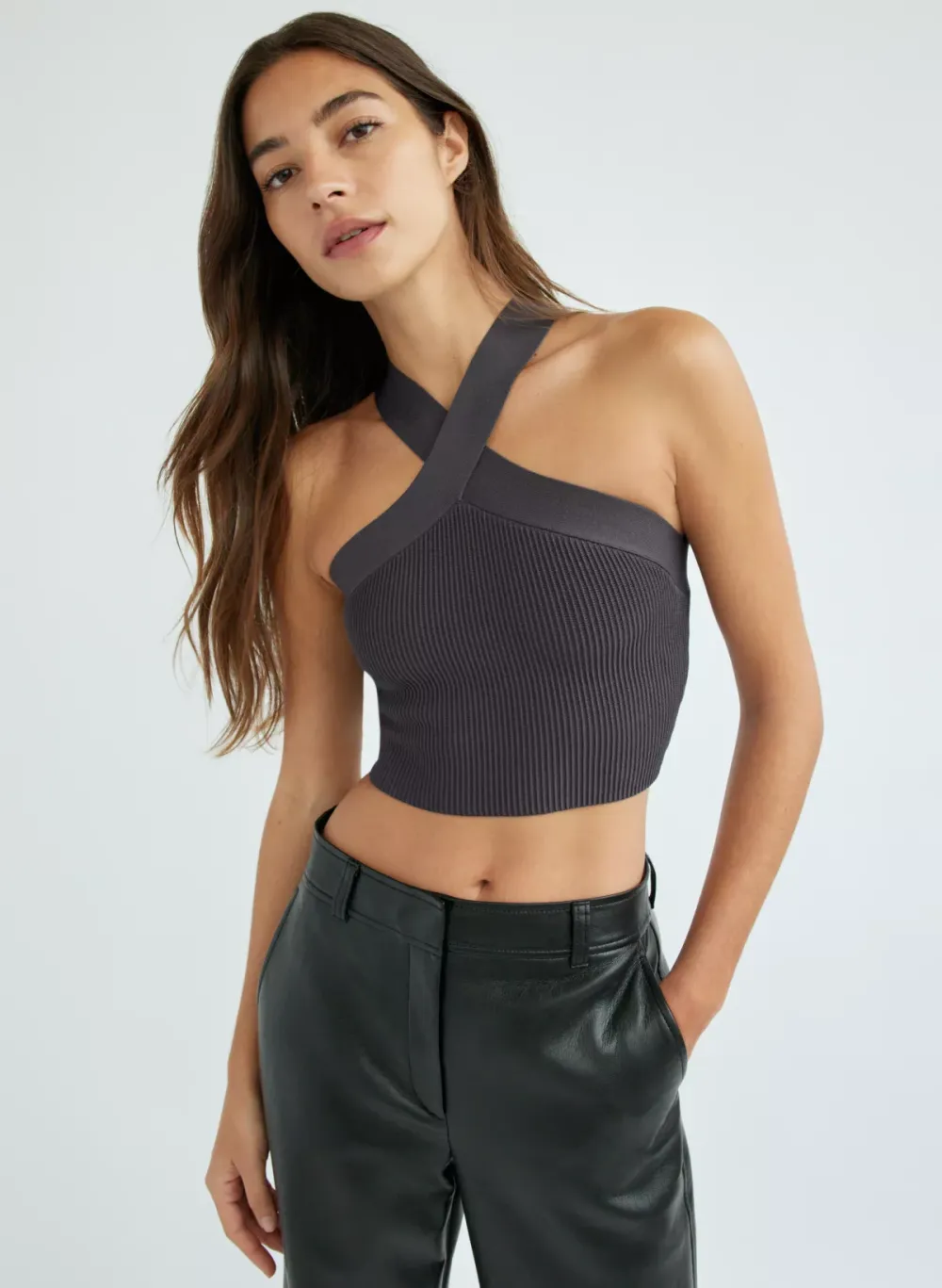 sculpt knit criss cross cropped tank
