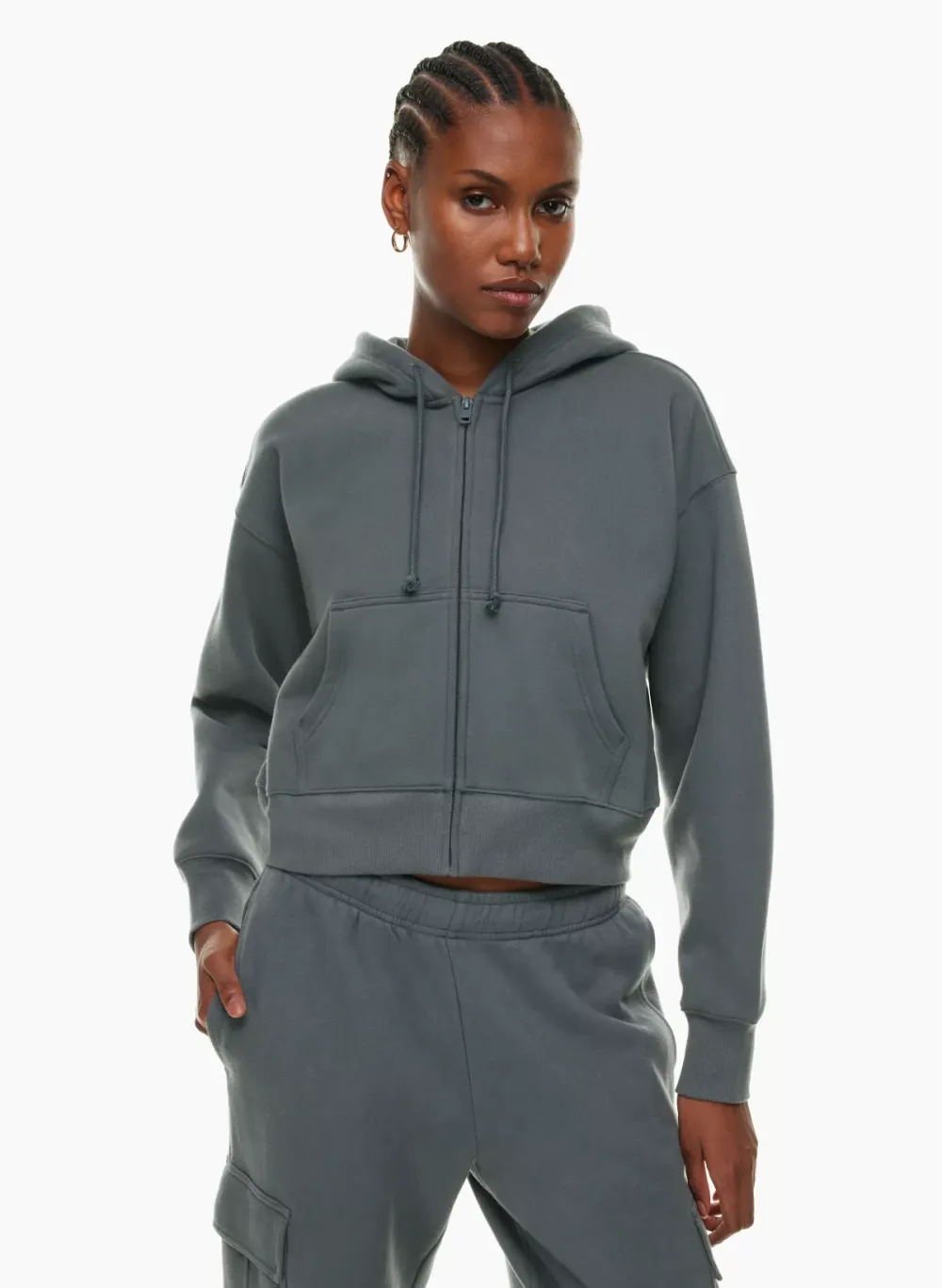cozy fleece boyfriend boxy zip hoodie