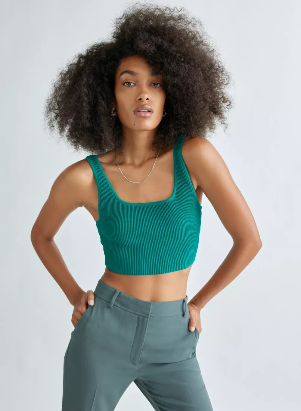 sculpt knit squareneck cropped tank