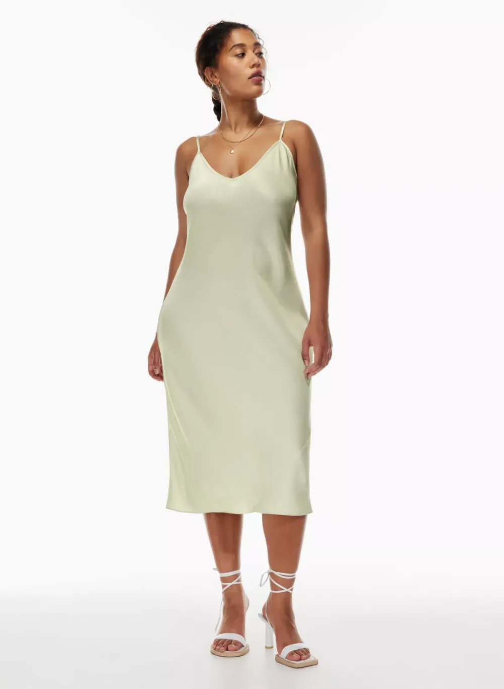 only slip satin midi dress