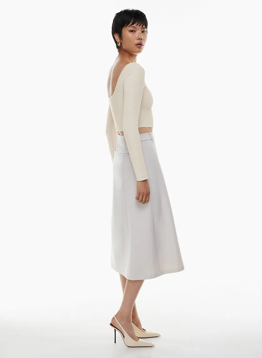 sculpt knit squareneck cropped longsleeve