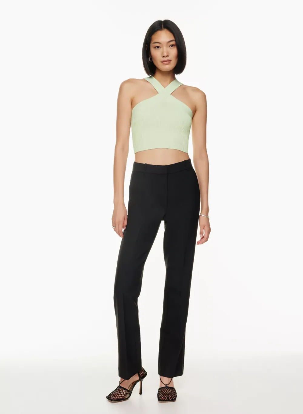 sculpt knit criss cross cropped tank