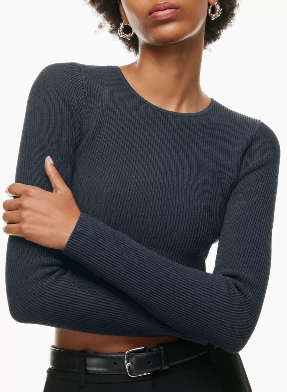 sculpt knit crew cropped longsleeve