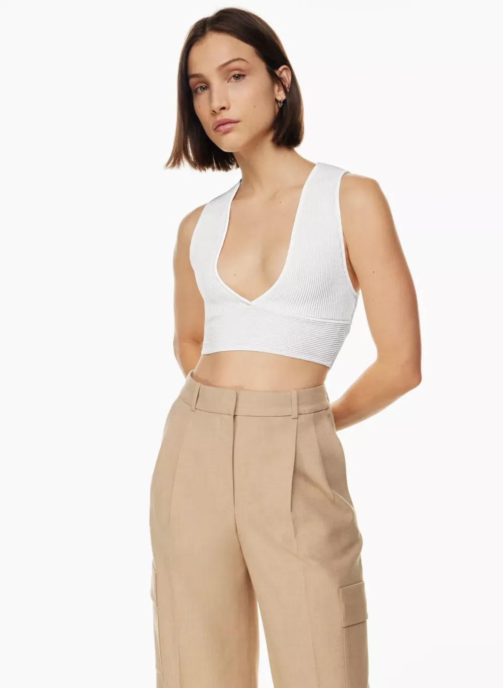 sculpt knit deep v tank