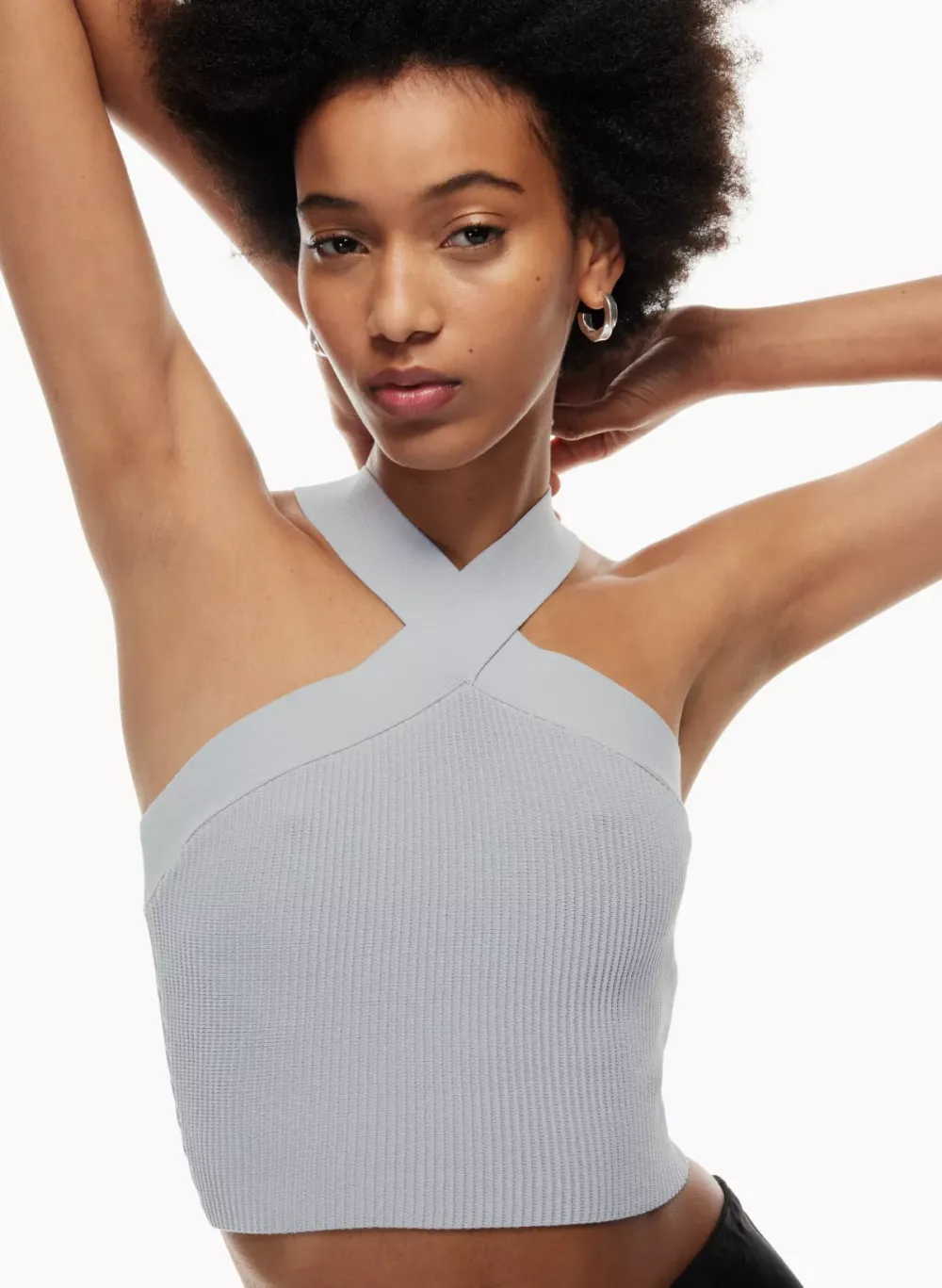 sculpt knit criss cross cropped tank