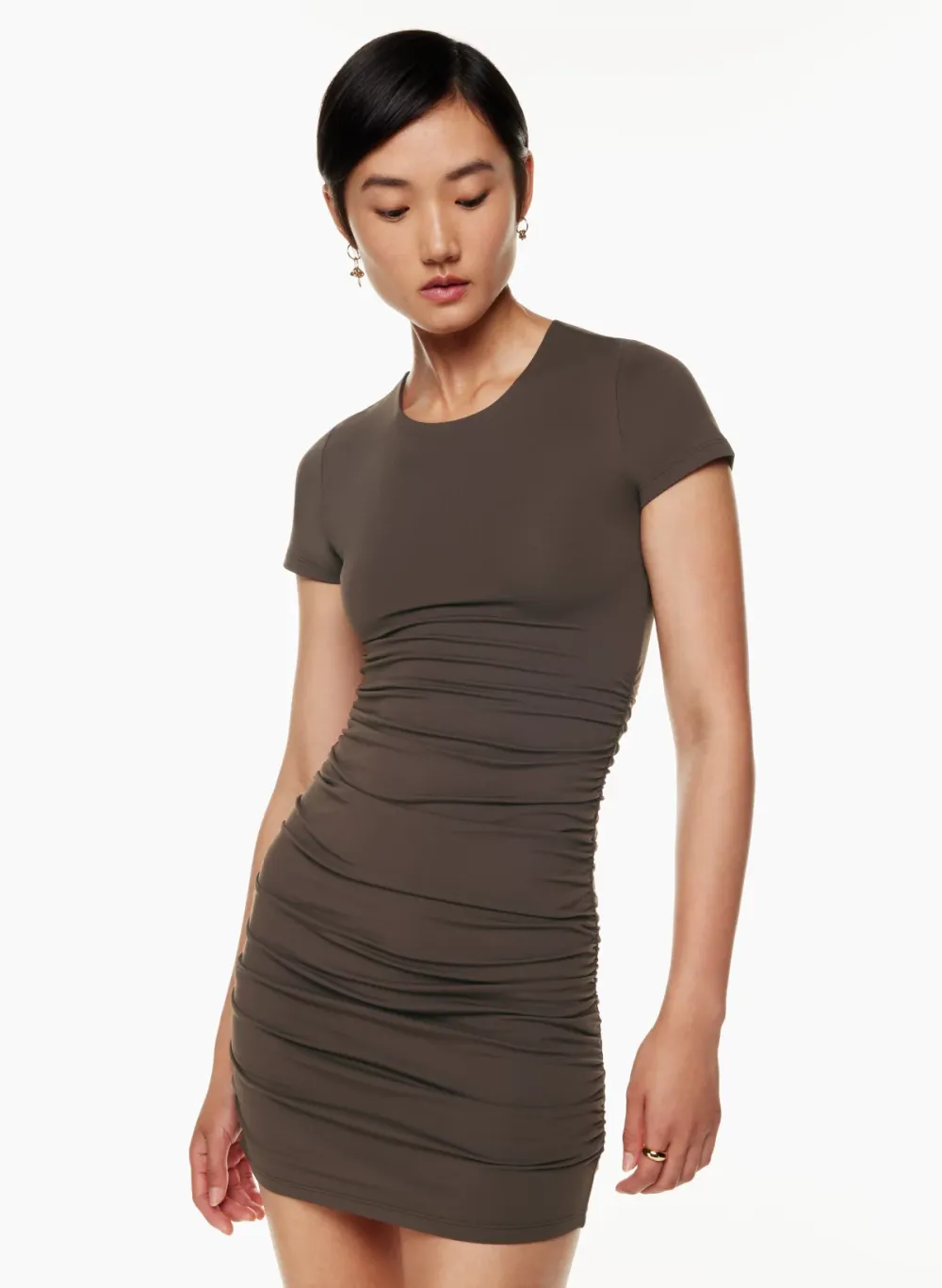 contour ruched mini dress