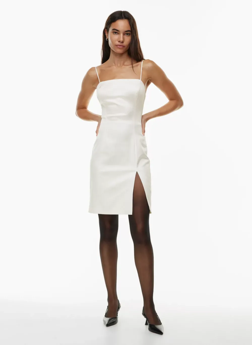 shimmer satin knee dress