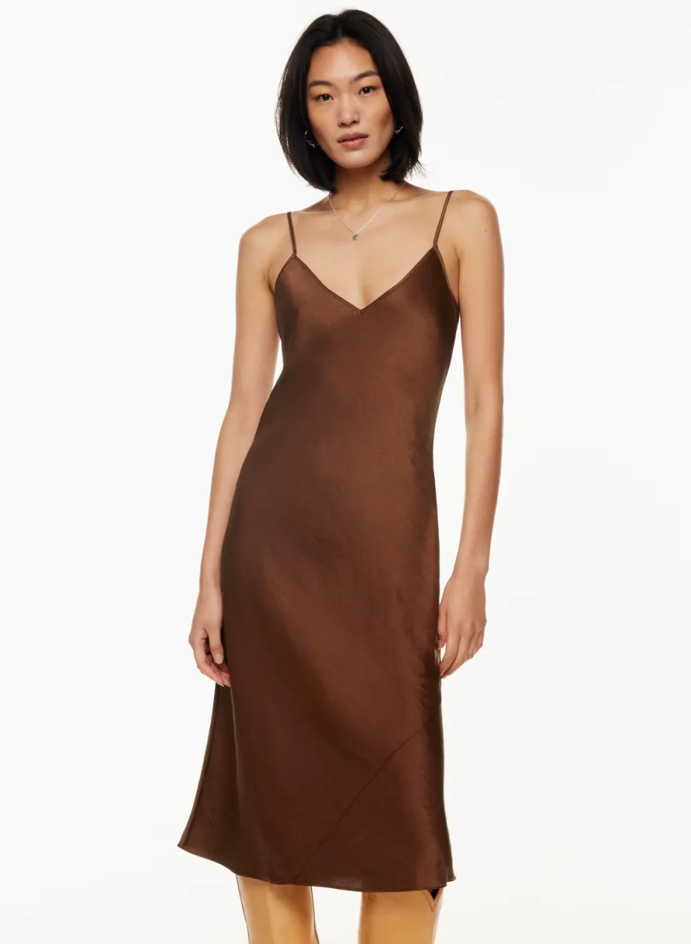 only slip satin midi dress