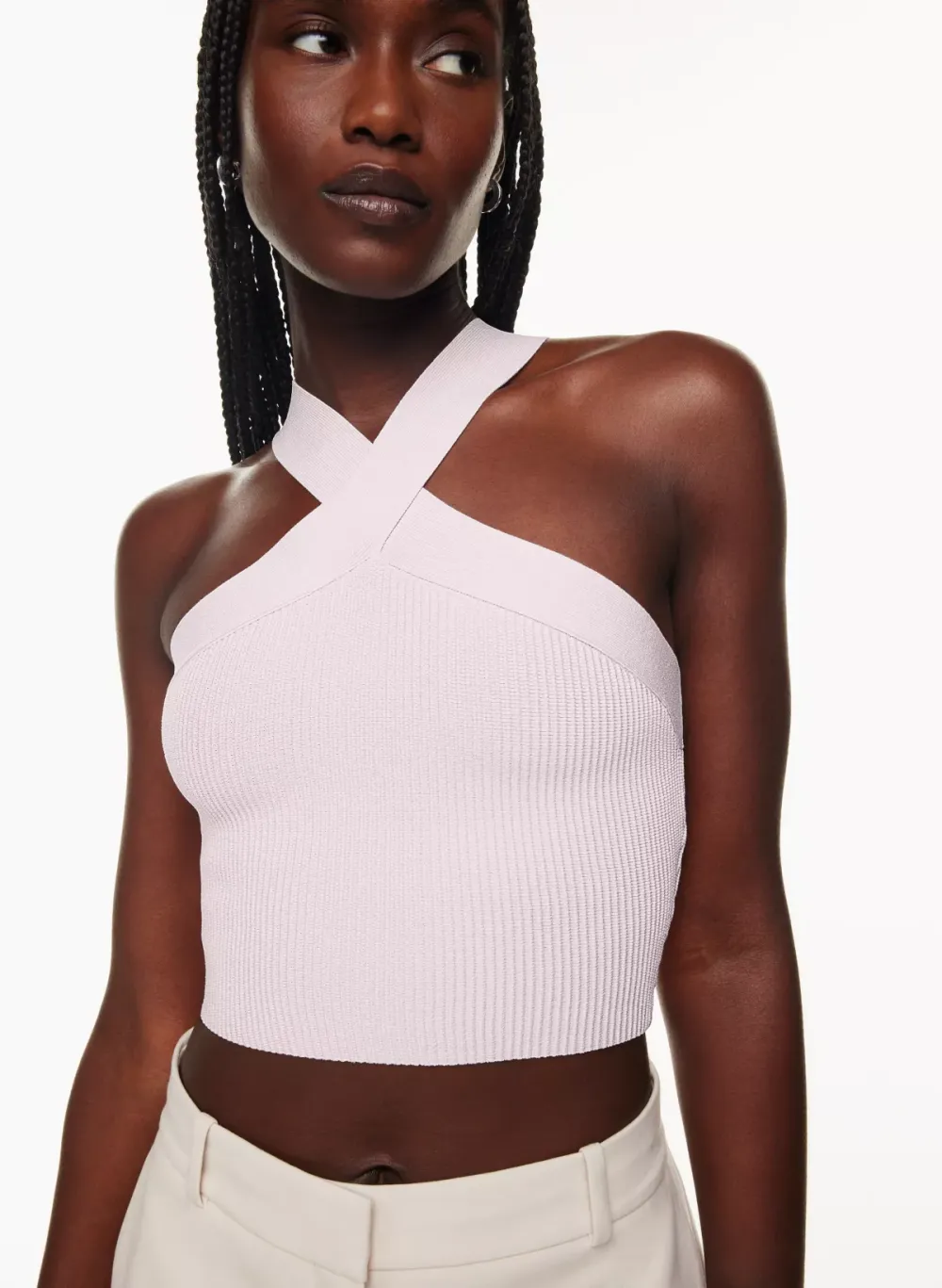 sculpt knit criss cross cropped tank