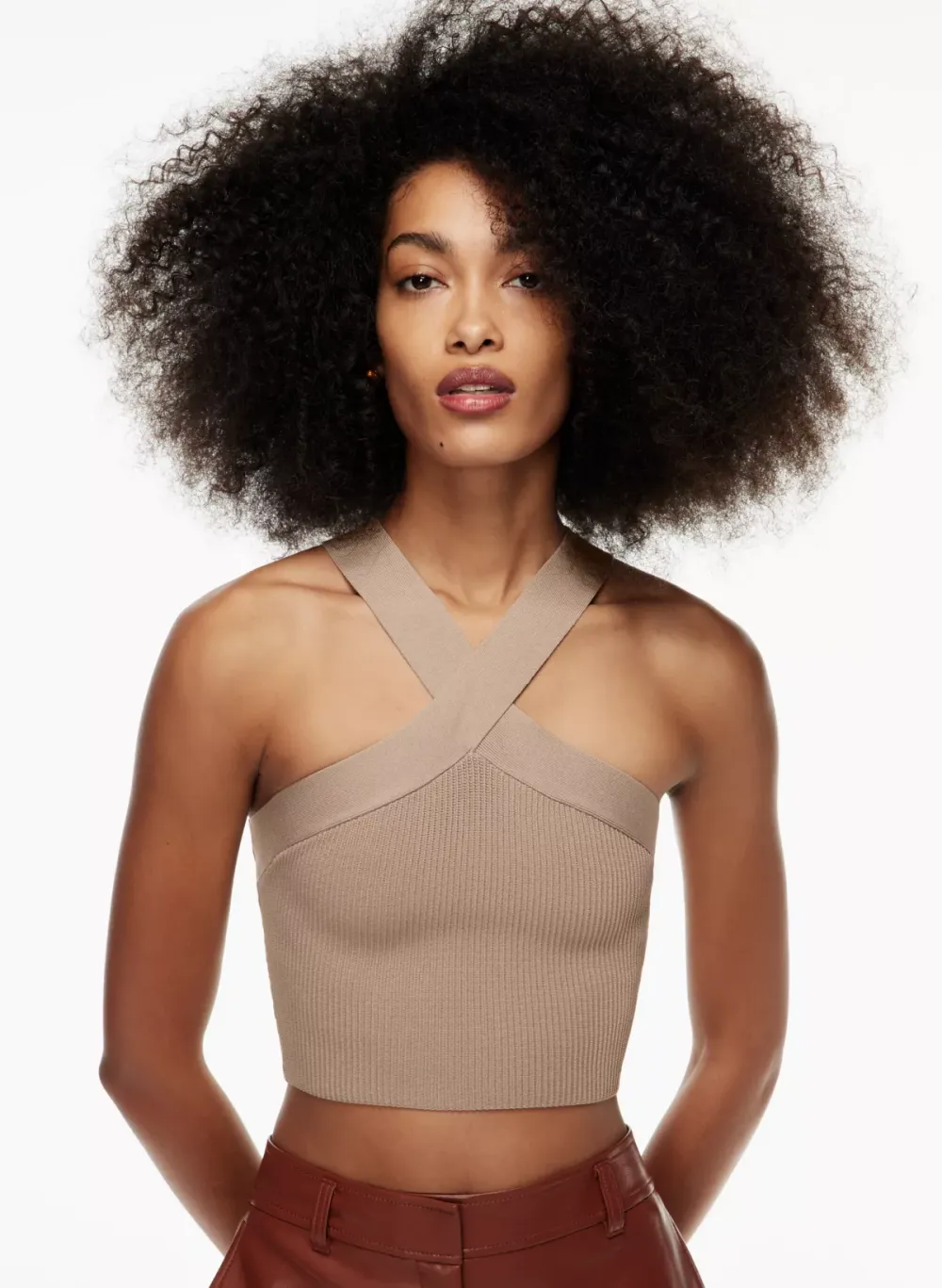 sculpt knit criss cross cropped tank