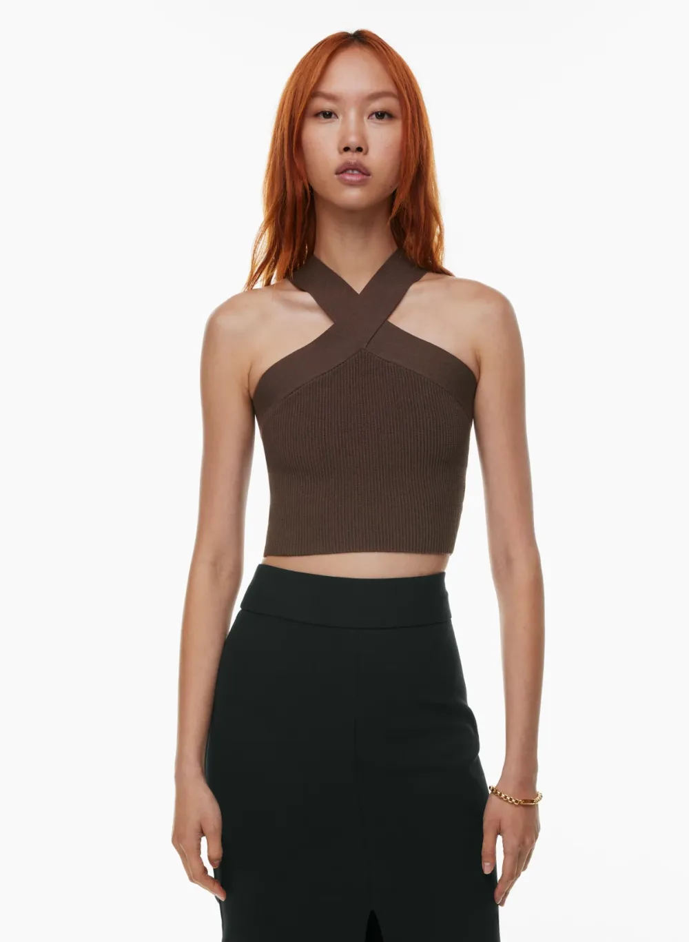 sculpt knit criss cross cropped tank