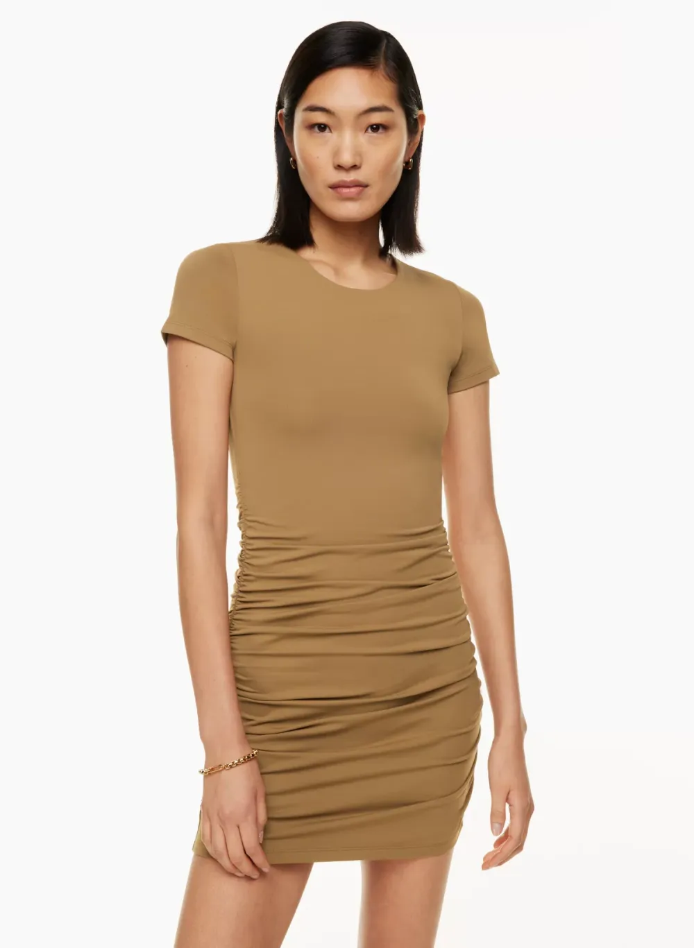 contour ruched mini dress