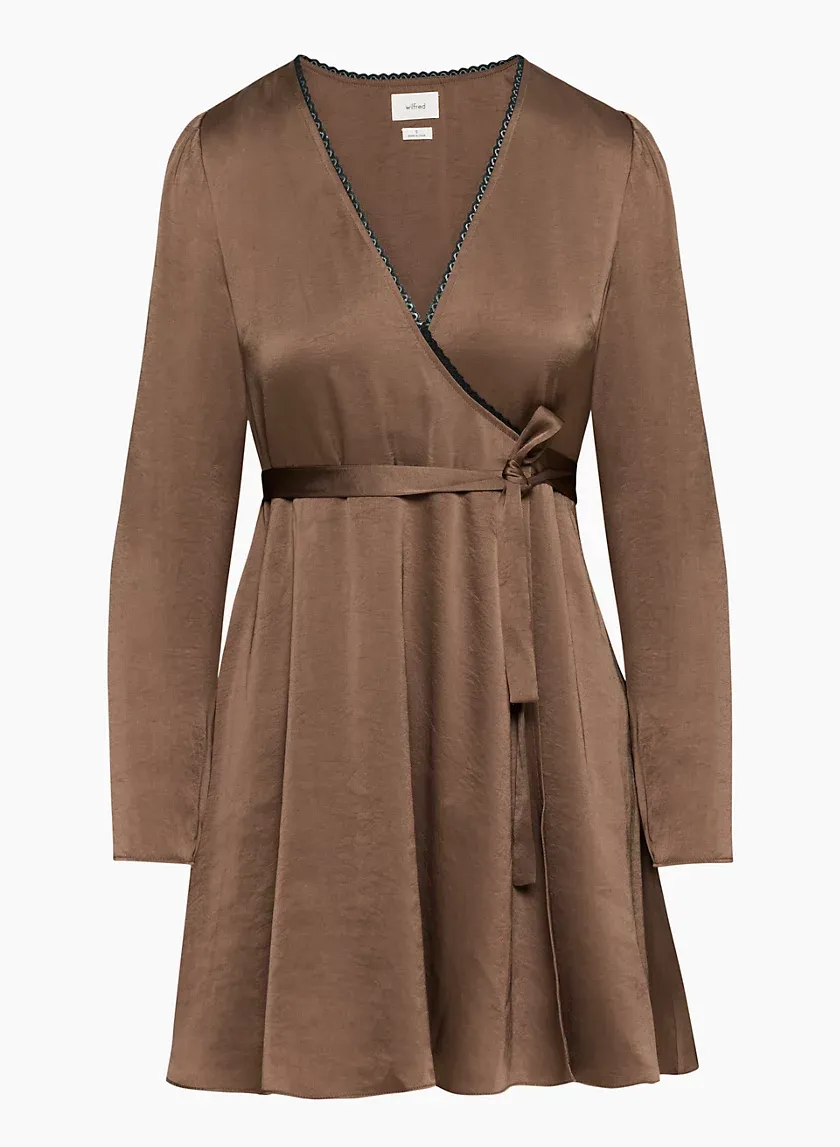 mademoiselle satin longsleeve dress