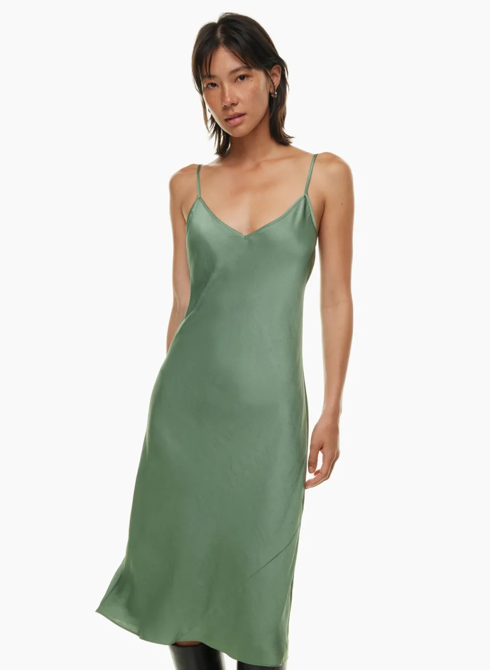 only slip satin midi dress