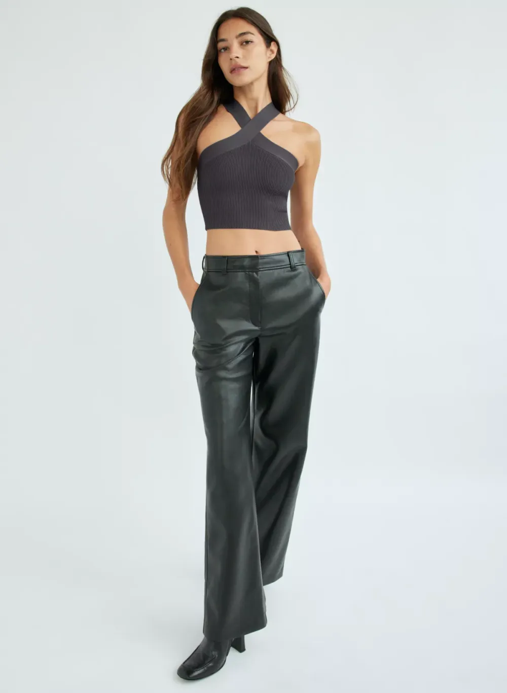 sculpt knit criss cross cropped tank