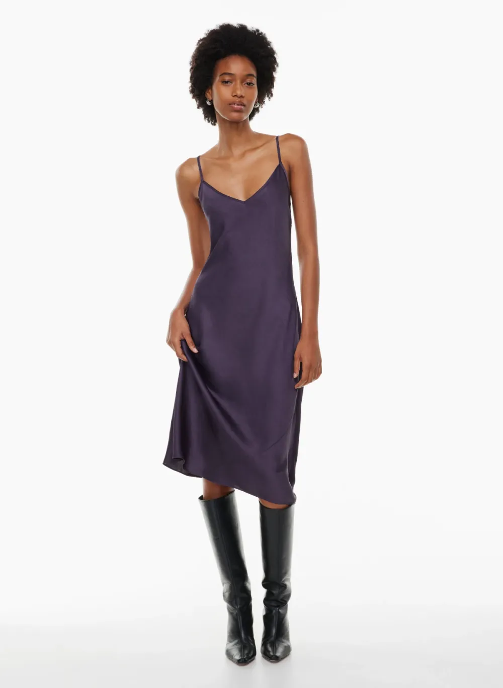 only slip satin midi dress