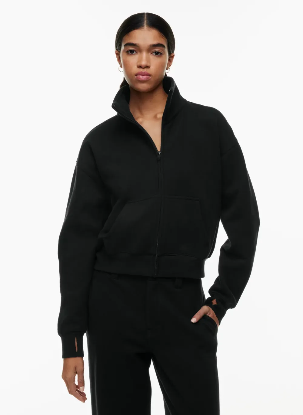 cozy fleece boyfriend boxy zip-up sweatshirt