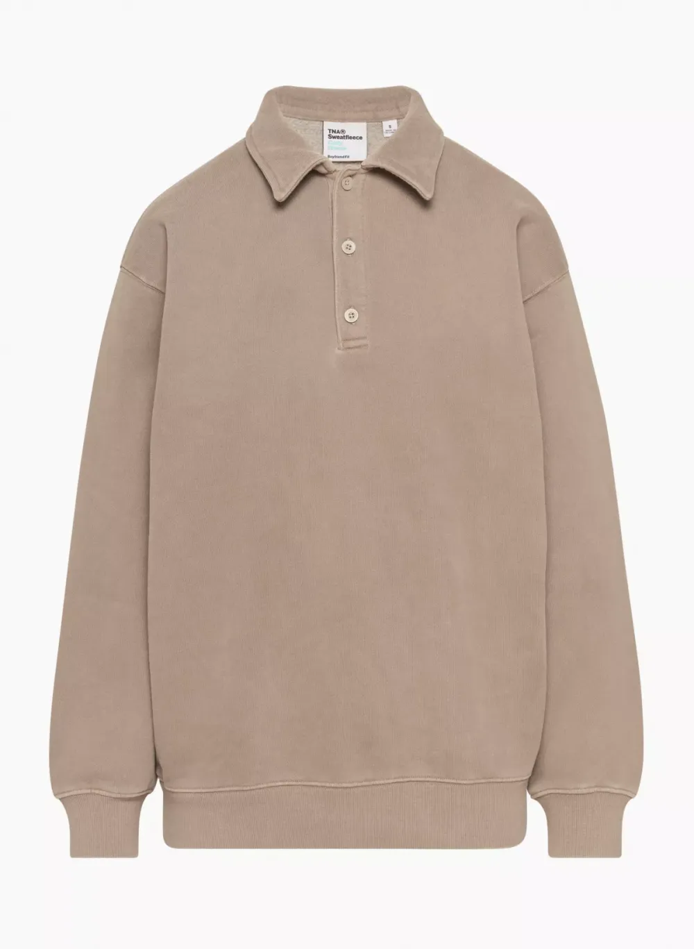 cozy fleece boyfriend polo sweatshirt