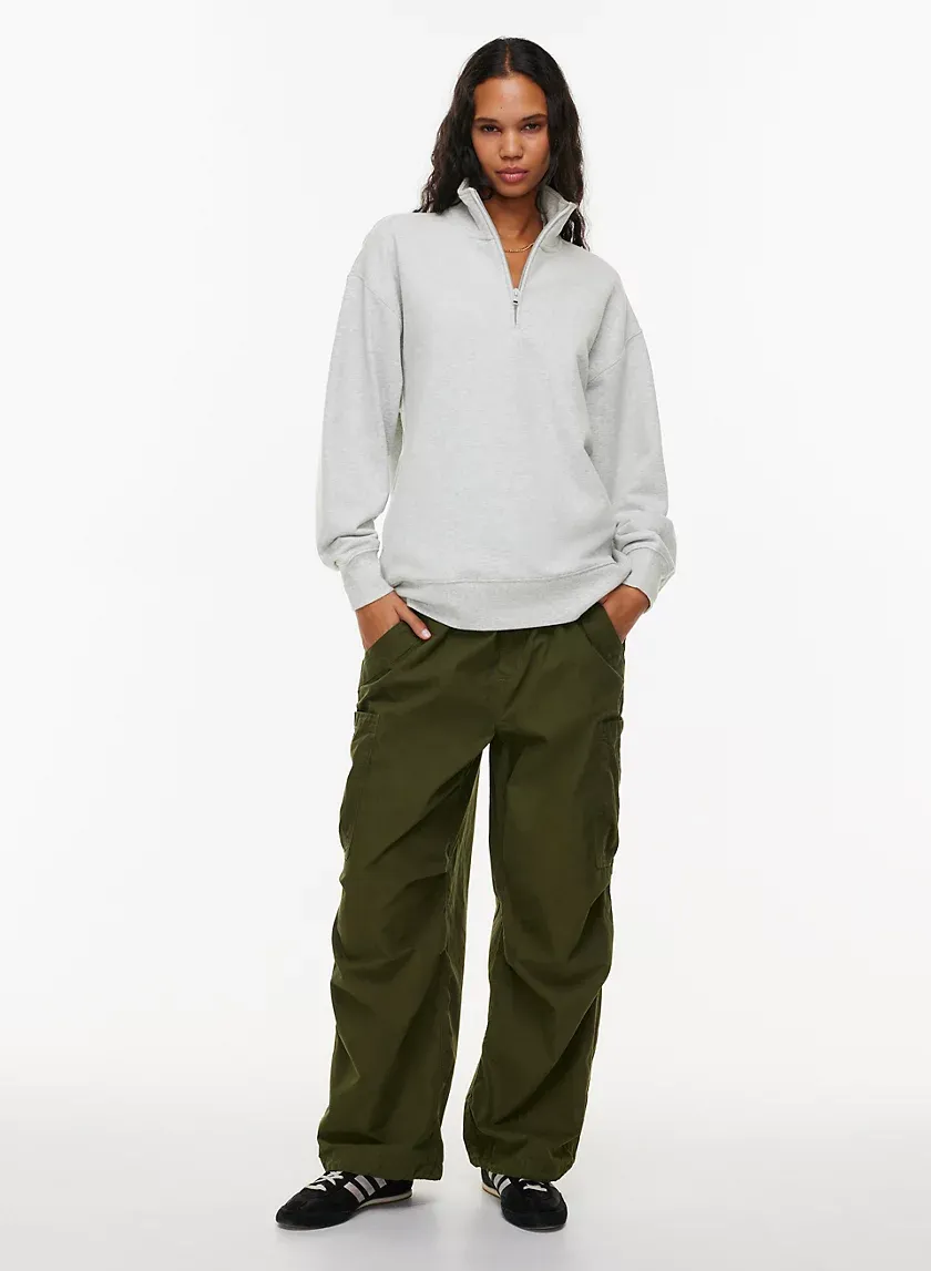 terry fleece boyfriend 1/4 zip sweatshirt