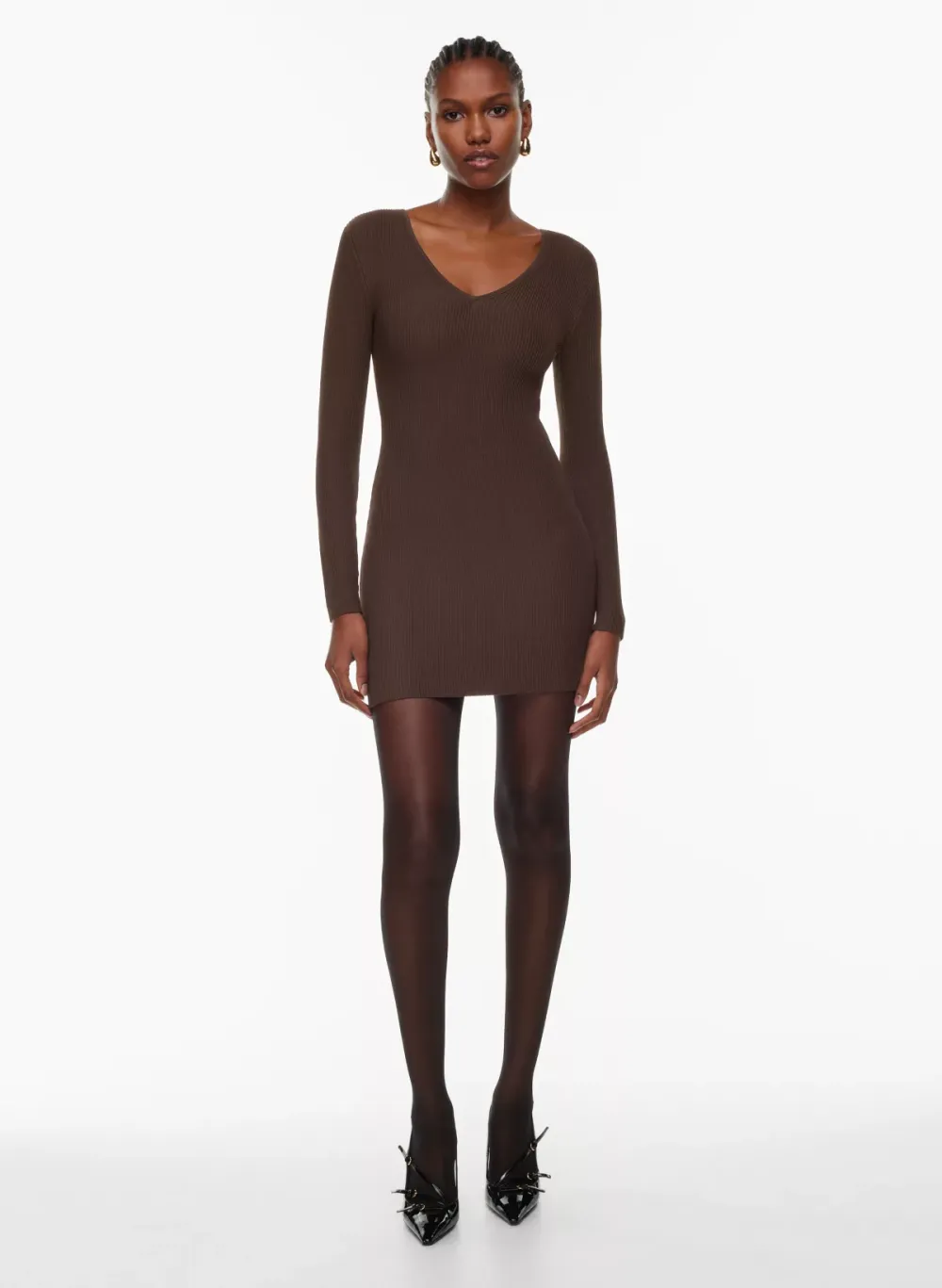 sculpt knit v-neck dress