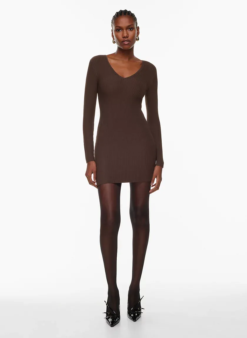 sculpt knit v-neck dress