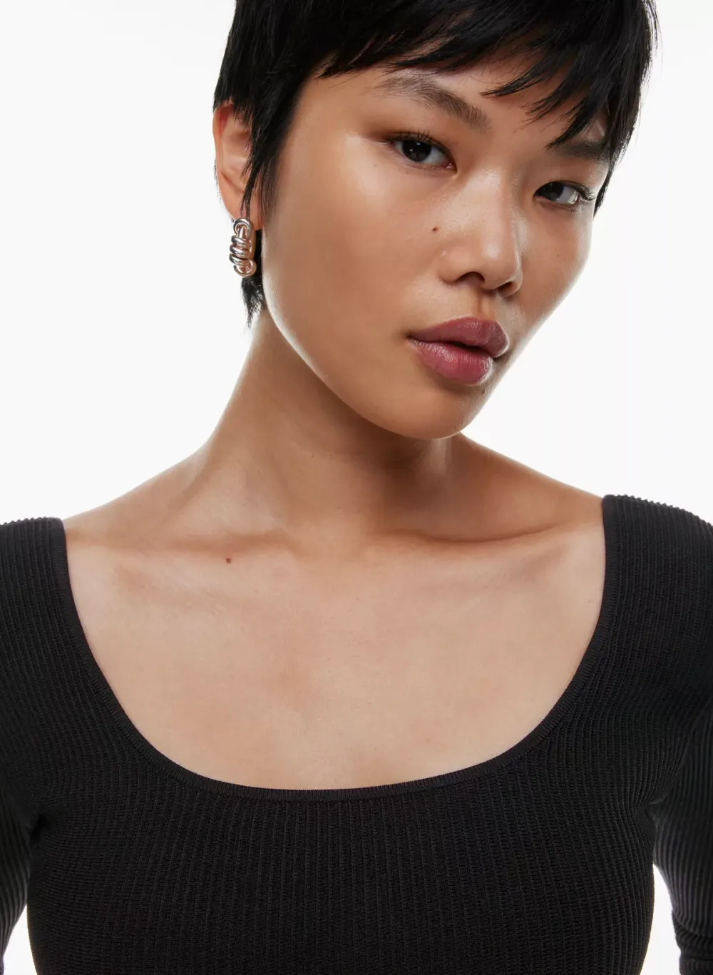 sculpt knit squareneck cropped longsleeve